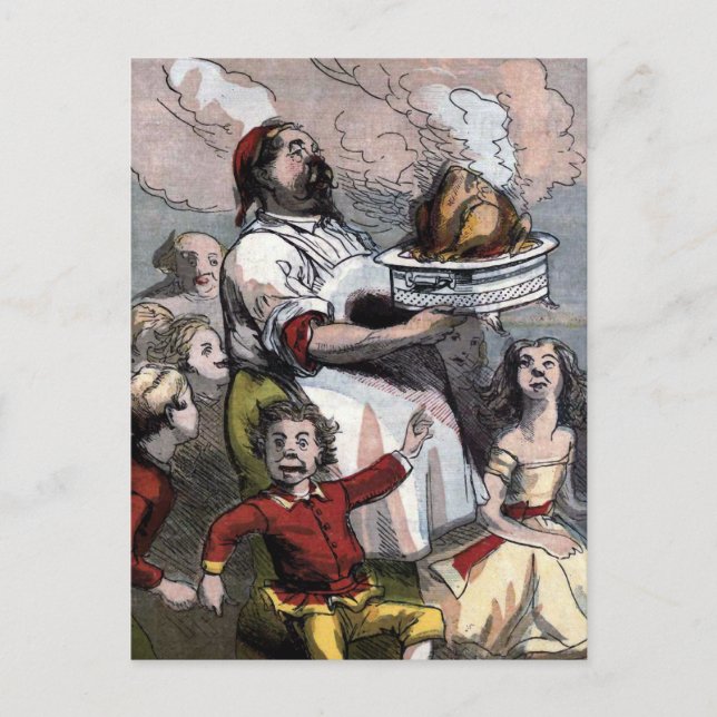 Cartes Pour Fêtes Annuelles "Christmas Turkey" Vintage Illustration (Devant)