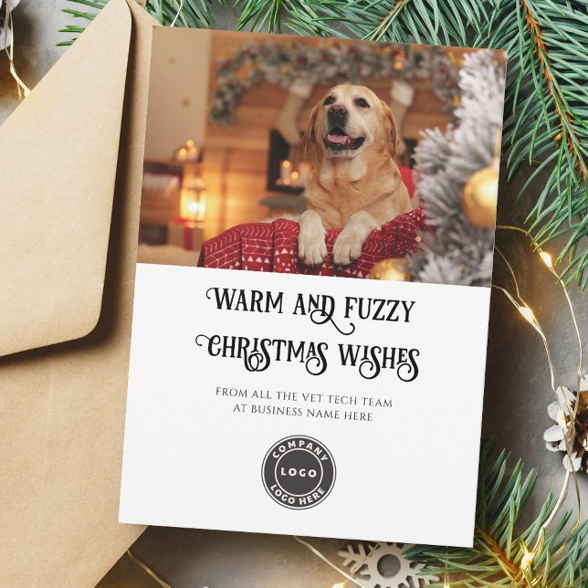 Cartes Pour Fêtes Annuelles Christmas Vet Tech Pet Chien de compagnie Photo Lo (Christmas Warm and Fuzzy Business Logo Christmas Greetings)