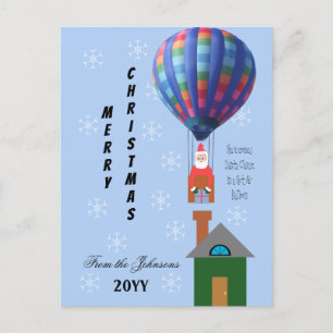 Cartes Pour Fêtes Annuelles Christmas Whimsy Père Noël Hot Air Balloon Bleu cl