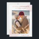 Cartes Pour Fêtes Annuelles Christmas wishes - Holiday photo card - rose gold<br><div class="desc">This holiday photo card features the greeting "Merry Christmas and a happy new year" in a wonderfully whimsical font. It shows a soft brush of watercolor it looks like a touch of silk .</div>