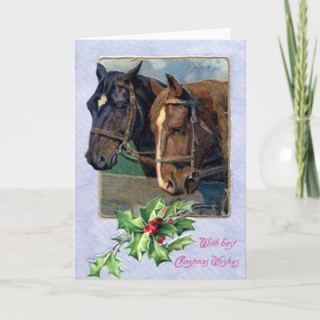 Cartes Pour Fêtes Annuelles Christmas Wishes, Horses 1911 (Devant)