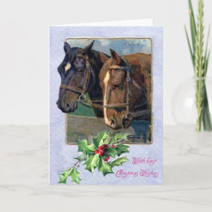 Cartes Pour Fêtes Annuelles Christmas Wishes, Horses 1911