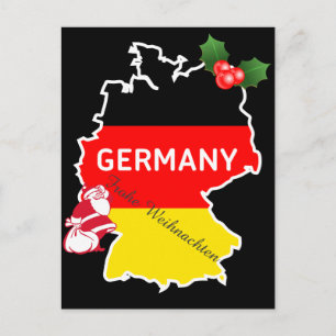 Cartes Pour Fêtes Annuelles Christmas With German Map, Flag, et Santa
