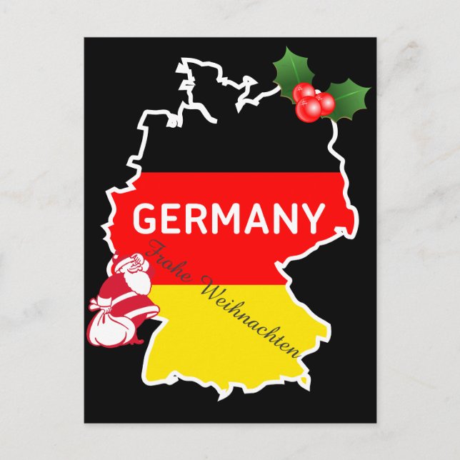 Cartes Pour Fêtes Annuelles Christmas With German Map, Flag, et Santa (Devant)
