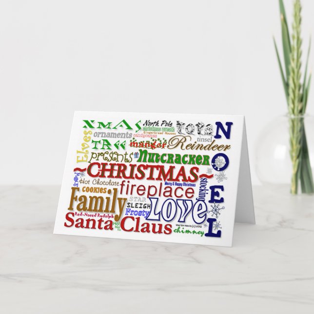 Cartes Pour Fêtes Annuelles Christmas Word-art (Devant)