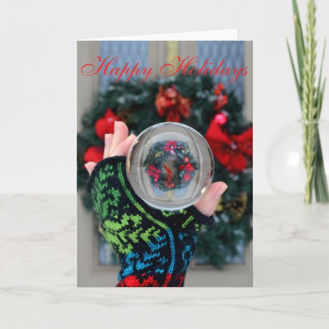 Cartes Pour Fêtes Annuelles Christmas Wreath Snow Globe Crystal Ball (Devant)