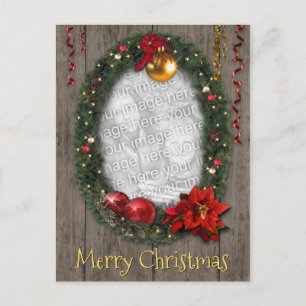 Cartes Pour Fêtes Annuelles Christmas Wreath with your Photo & Text