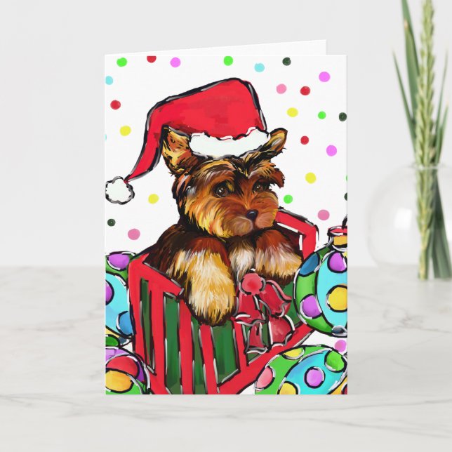 CARTES POUR FÊTES ANNUELLES CHRISTMAS YORKIE (Devant)