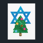 Cartes Pour Fêtes Annuelles christmukkah hanoukka<br><div class="desc">noël,  "étoile de david",  "arbre de Noël",  noël,  Noël,  Noël,  "Noël laid",  interconfessionnel,  "inter foi",  chrétien,  christian,  chrismukkah,  hanoukka,  chanukkah parties scintillant,  paillettes,  juif,  jours fériés,  juif,  bleu rose néon blanc blanc</div>