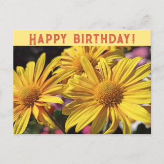 Cartes Pour Fêtes Annuelles Chrysanthème Jaune/Jaune/Joyeux Anniversaire/
