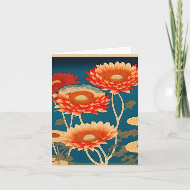 Cartes Pour Fêtes Annuelles Chrysanthemum D Étude en japonais (Devant)