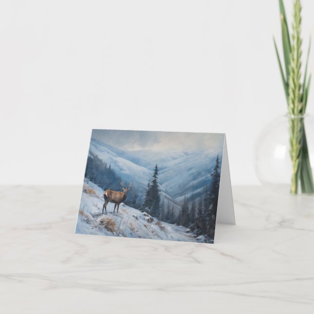 Cartes Pour Fêtes Annuelles Chuchotements d'hiver : Cerfs majestueux (Devant)