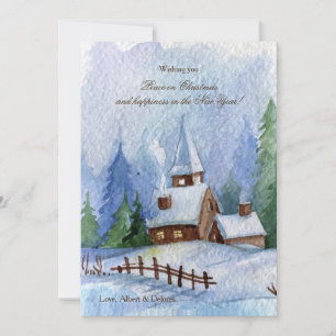 Cartes Pour Fêtes Annuelles Church dans Snow Christmas
