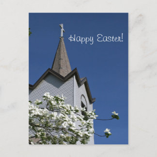 Cartes Pour Fêtes Annuelles Church Steeple and Dogwood Postcard