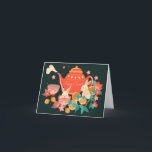Cartes Pour Fêtes Annuelles Chuseok Festival de la mi-automne théière et lapin<br><div class="desc">Célébrez le festival coréen de la mi-automne,  Chuseok,  cette jolie illustration avec une théière,  des tasses,  des lapins lapins,  des persimmons et des fleurs. Le texte est personnalisable.</div>