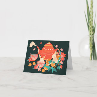 Cartes Pour Fêtes Annuelles Chuseok Festival de la mi-automne théière et lapin