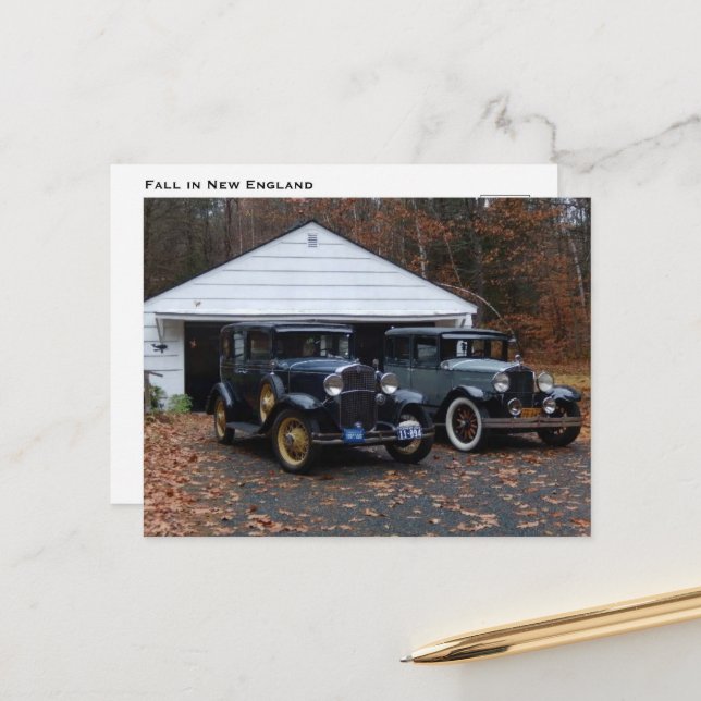 Cartes Pour Fêtes Annuelles Chute en Nouvelle-Angleterre (Devant/Arrière en situation)