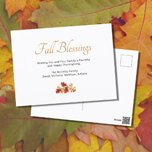 Cartes Pour Fêtes Annuelles Chute Foliage Élégant Thanksgiving Bénédictions