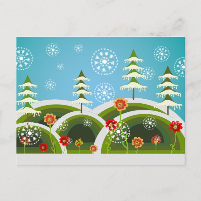Cartes Pour Fêtes Annuelles Chutes de neige de Noël (Devant)