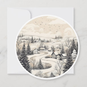 Cartes Pour Fêtes Annuelles Chutes de neige et quiétude