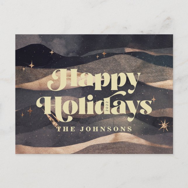 Cartes Pour Fêtes Annuelles Ciel d'hiver Nuit étoilée Moderne Élégant Chic (Devant)