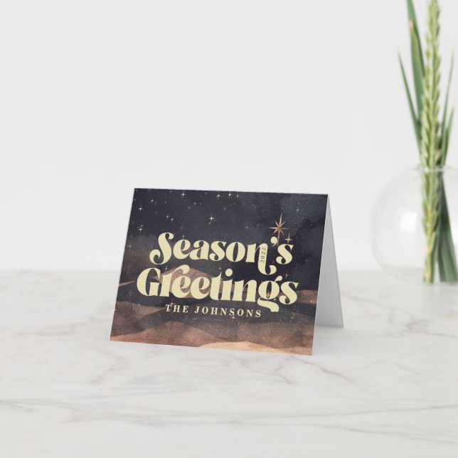 Cartes Pour Fêtes Annuelles Ciel d'hiver Nuit étoilée Moderne Élégant Chic (Devant)