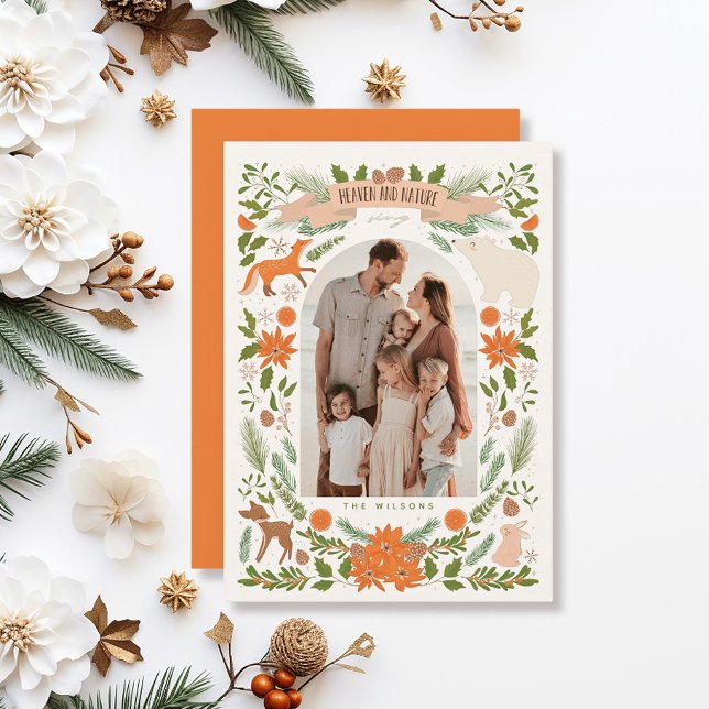 Cartes Pour Fêtes Annuelles Ciel & Nature Chanter Bois Animaux Crème 2Photo (Créateur téléchargé)