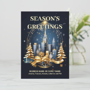 Cartes Pour Fêtes Annuelles Ciel urbain festif bleu or do-it-yourself logo pho