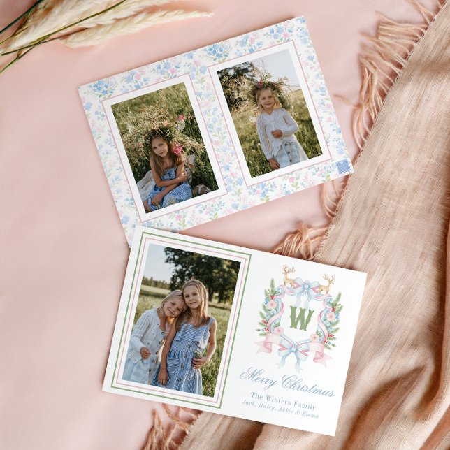 Cartes Pour Fêtes Annuelles Cimetière de Monogramme de Noël des papillons Prep (Créateur téléchargé)