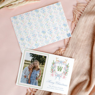 Cartes Pour Fêtes Annuelles Cimetière de Monogramme de Noël des papillons Prep