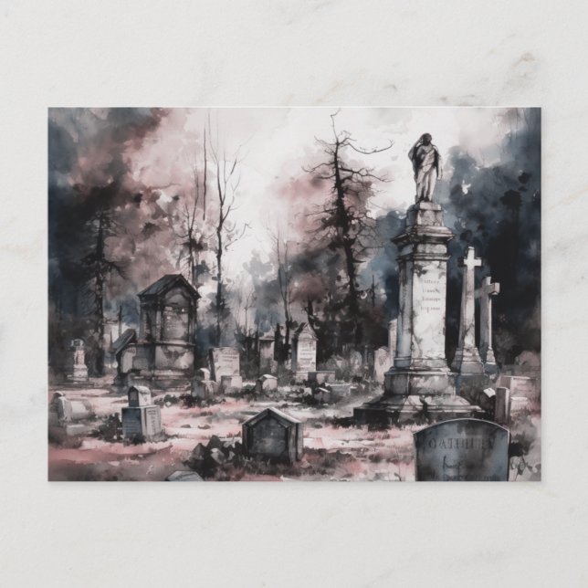 Cartes Pour Fêtes Annuelles Cimetière déplaisant et Beau Grey Halloween (Devant)