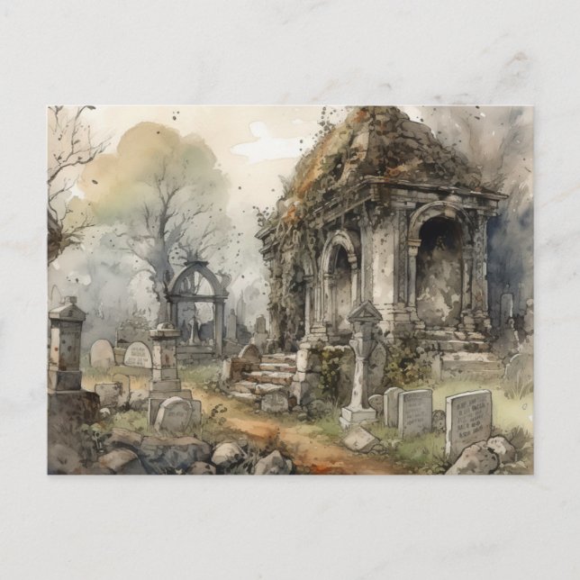 Cartes Pour Fêtes Annuelles Cimetière déplaisant et Beau Grey Halloween (Devant)