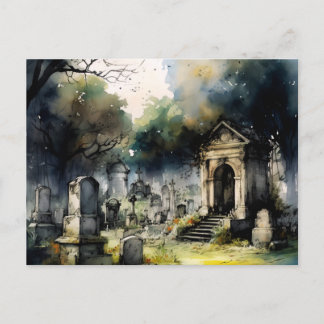 Cartes Pour Fêtes Annuelles Cimetière gris effrayant et magnifique pour Hallow