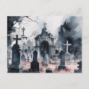 Cartes Pour Fêtes Annuelles Cimetière gris effrayant et magnifique pour Hallow