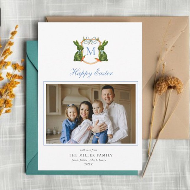 Cartes Pour Fêtes Annuelles Cimetière monogramme avec lapin opiaire Photo Pâqu (Créateur téléchargé)