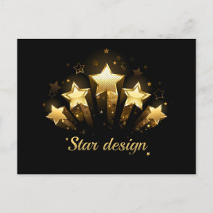 Cartes Pour Fêtes Annuelles Cinq étoiles d'or en noir