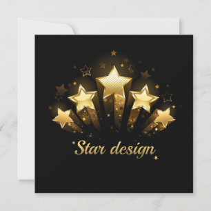 Cartes Pour Fêtes Annuelles Cinq étoiles d'or en noir