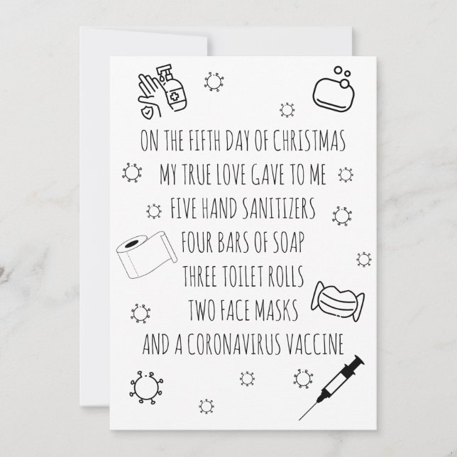 Cartes Pour Fêtes Annuelles Cinq Jours de Noël Covid Drôle (Devant)