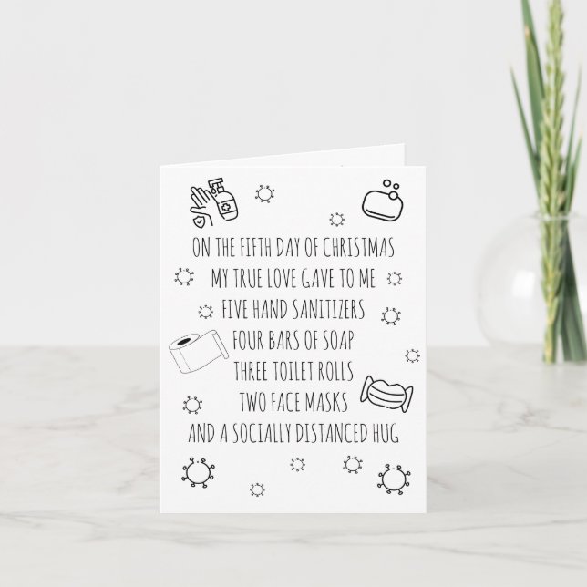 Cartes Pour Fêtes Annuelles Cinq Jours de Noël Covid Drôle (Devant)