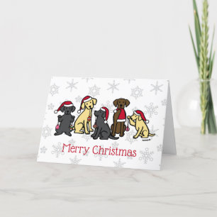 Cartes Pour Fêtes Annuelles Cinq Labradors Noël