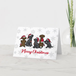 Cartes Pour Fêtes Annuelles Cinq Labradors Noël 