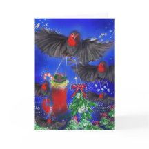 Cinq Robins avec Mistletoe et Xmas bas