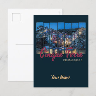 Cartes Pour Fêtes Annuelles Cinque Terre Riomaggiore Souvenir Vintage italien