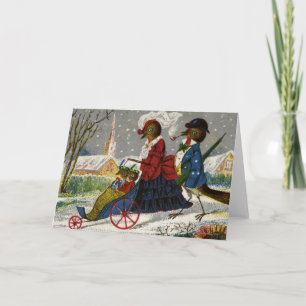 Cartes Pour Fêtes Annuelles Circa 1870 : La famille de Robin prennent une