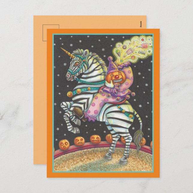 Cartes Pour Fêtes Annuelles CIRCUS DE COURSE, Halloween ZEBRA (Devant / Derrière)