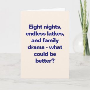 Cartes Pour Fêtes Annuelles Citation de famille drôle pour Hanukkah, bleu sass