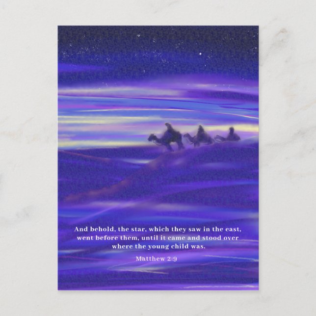 Cartes Pour Fêtes Annuelles Citation de la Bible de l'aquarelle des trois homm (Devant)