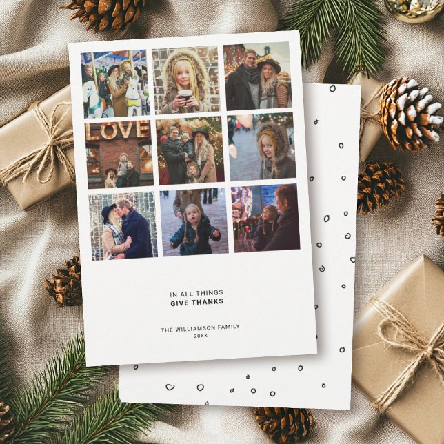 Cartes Pour Fêtes Annuelles Citation de la gratitude moderne | 9 Collage photo (Créateur téléchargé)