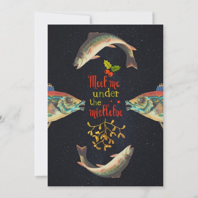 Cartes Pour Fêtes Annuelles Citation de Noël avec du poisson dans l'espace (Devant)