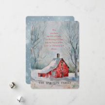Citation de Noël Maison de Ferme Rouge Neige Paysa